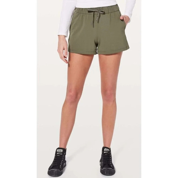Lululemon On The Fly Sage Green Athletic Shorts 8 - Picture 1 of 6
